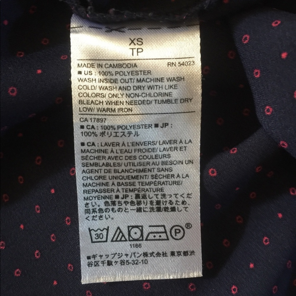 Loft Navy & Red Dotted Blouse XS - Picture 5 of 5
